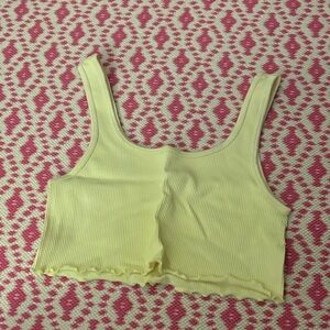 Aeropostale Light Yellow Ribbed Crop Top